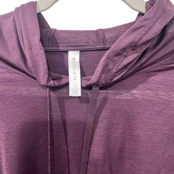 Athleta Womens Relaxed Hooded Pullover purple Lightweight Vapor hooded tee large - Picture 2 of 5